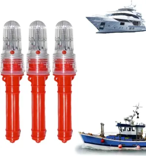 3 PCS Boat Flares, Electronic Boat Flare Coast Guard Approved, Waterproof Boat Safety Kit Emergency Signals for Fishing Nets, Buoys, Boats
