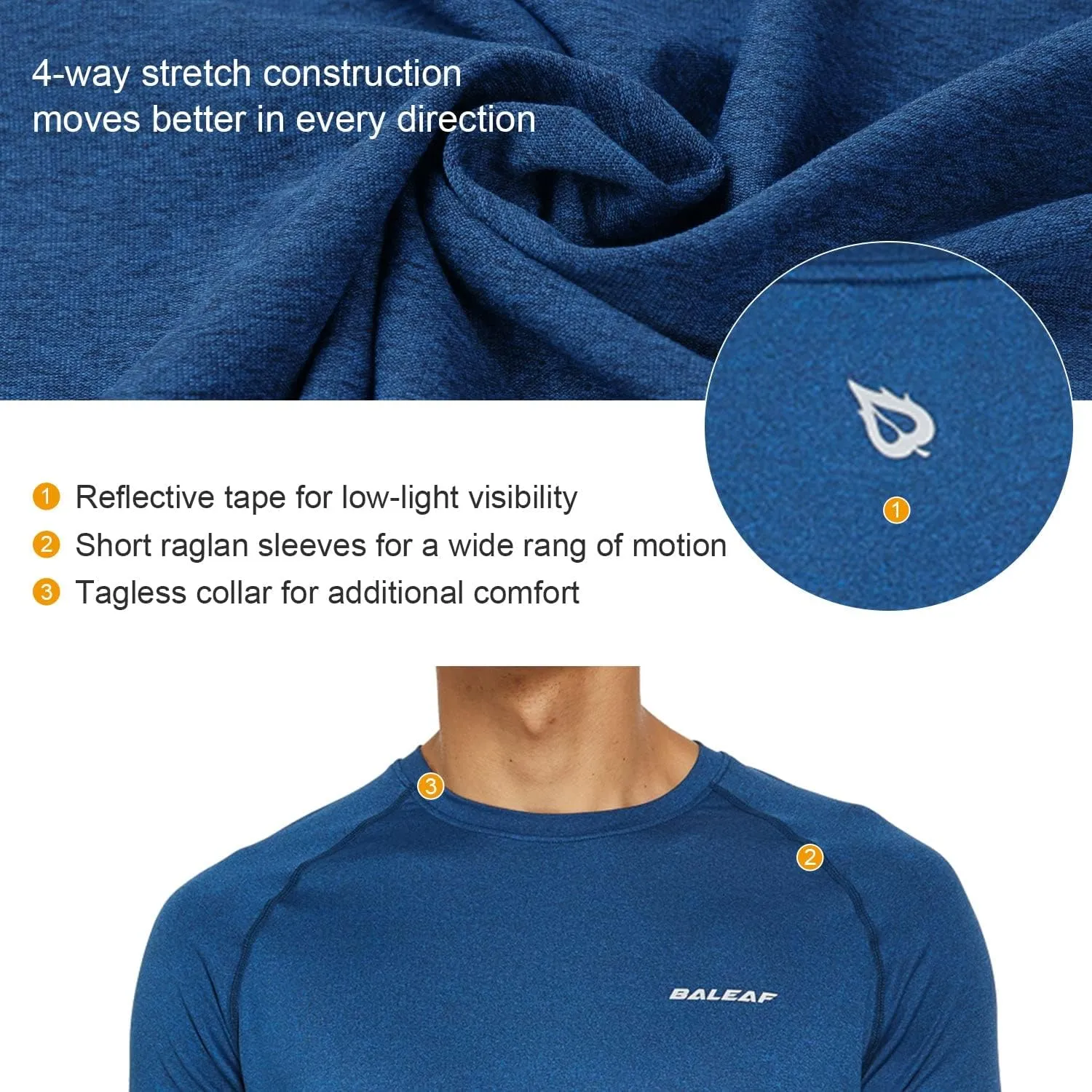 baleaf Men's Running Workout Shirts Short Sleeve Athletic T-Shirt Quick Dry