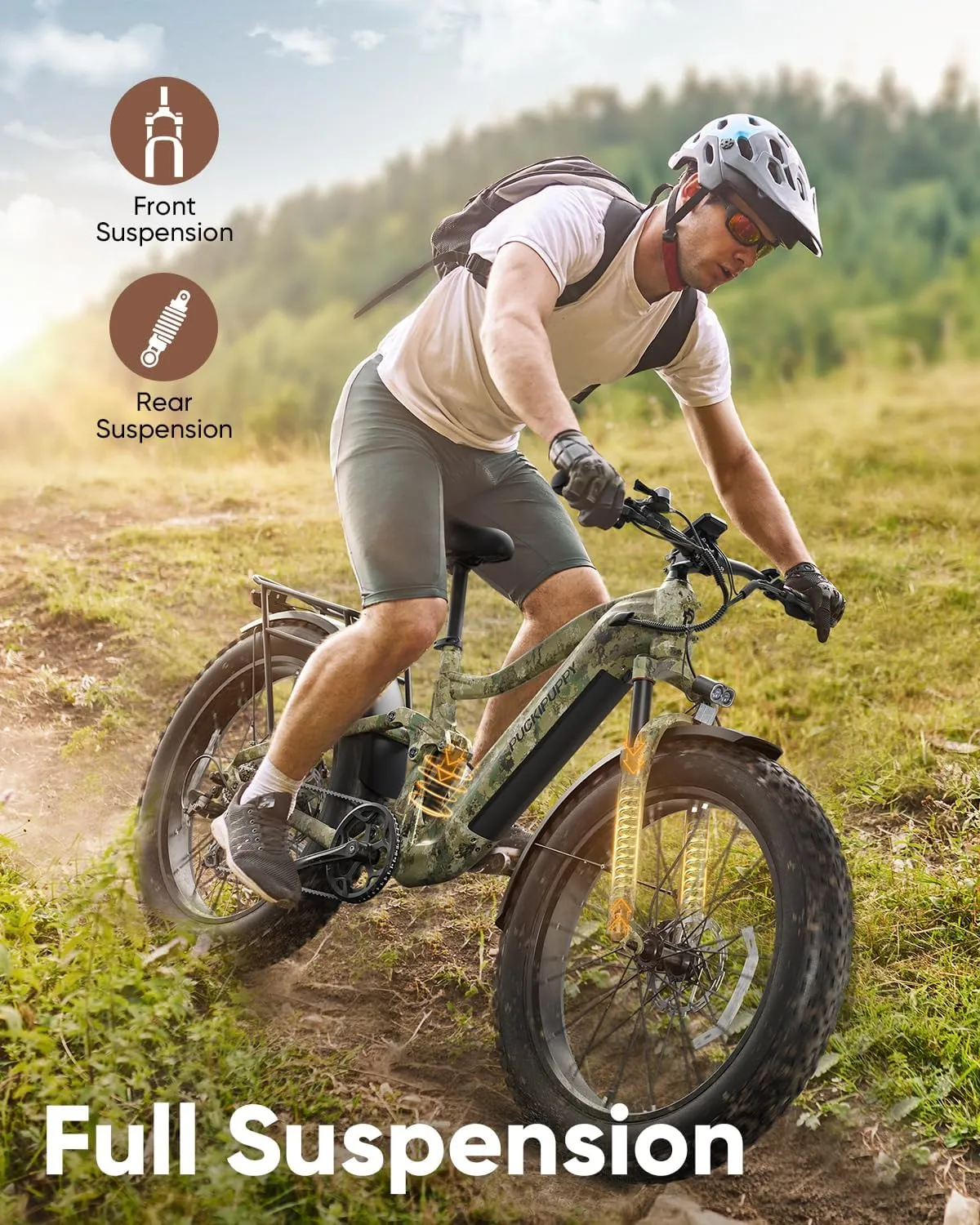 Boxer Electric Bike for Adults 960W, 48V 20AH Battery Ebike, Full Suspension 26" Fat Tire E Bike, 28MPH 80Miles Range Mountain Electric Bicycle, 7 Speed Hydraulic Disc Brakes