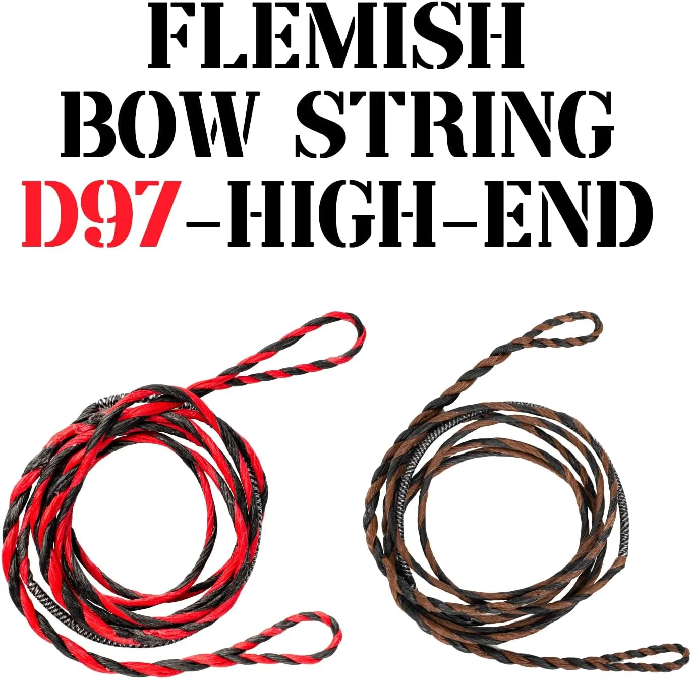 Deerseeker Flemish D97 Bow String Handmade Twist Bowstring 16 Strands 54-70in Fast Flight for Traditional Longbow Recurve Bow Replacement Archery Accessories