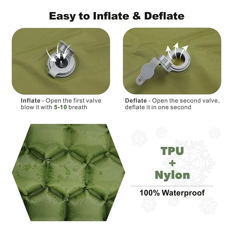 Inflatable Sleeping Pad Camping Mat With Pillow air mattress