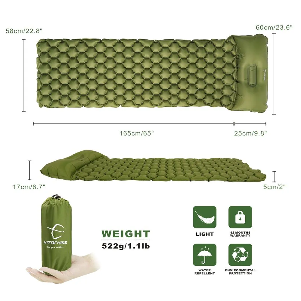 Inflatable Sleeping Pad Camping Mat With Pillow air mattress