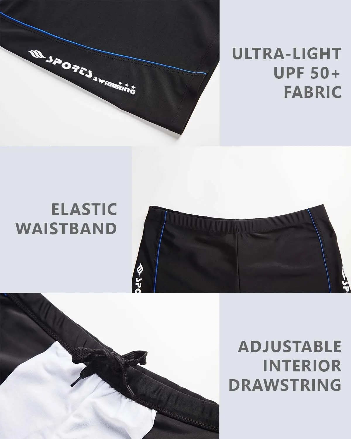 KANAV Men's Athletic Swim Jammers Quick Dry Square Leg Swimsuit for Men Drag Suits for Swimming Training Racing Swim Briefs