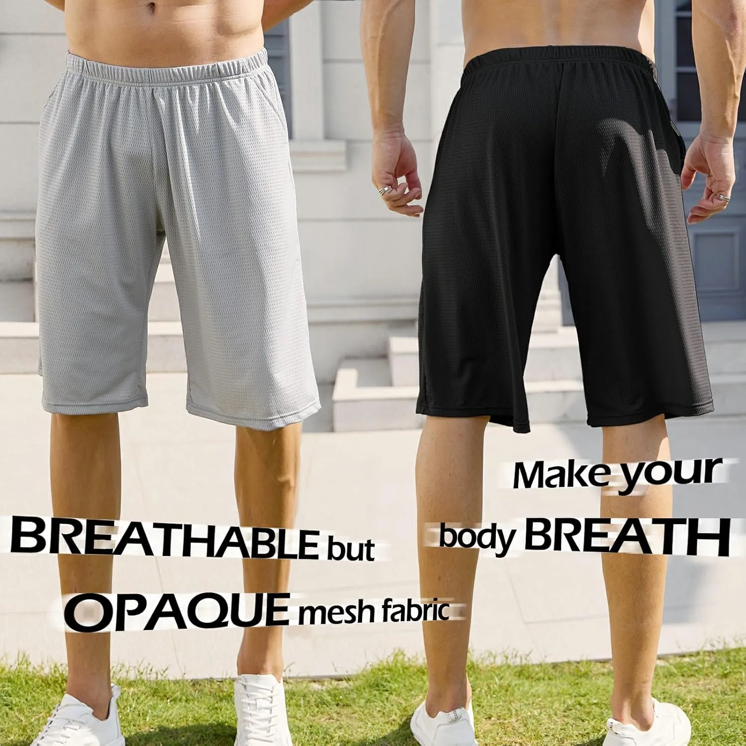 Mens Athletic Running Shorts 2 Pack Quick Dry with Pocket Gym Workout Shorts for Men Mesh Swim Trunks Board Pajama