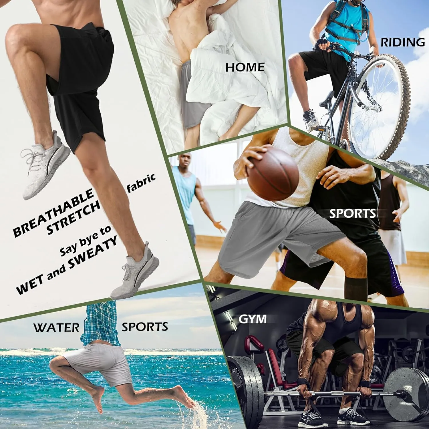 Mens Athletic Running Shorts 2 Pack Quick Dry with Pocket Gym Workout Shorts for Men Mesh Swim Trunks Board Pajama