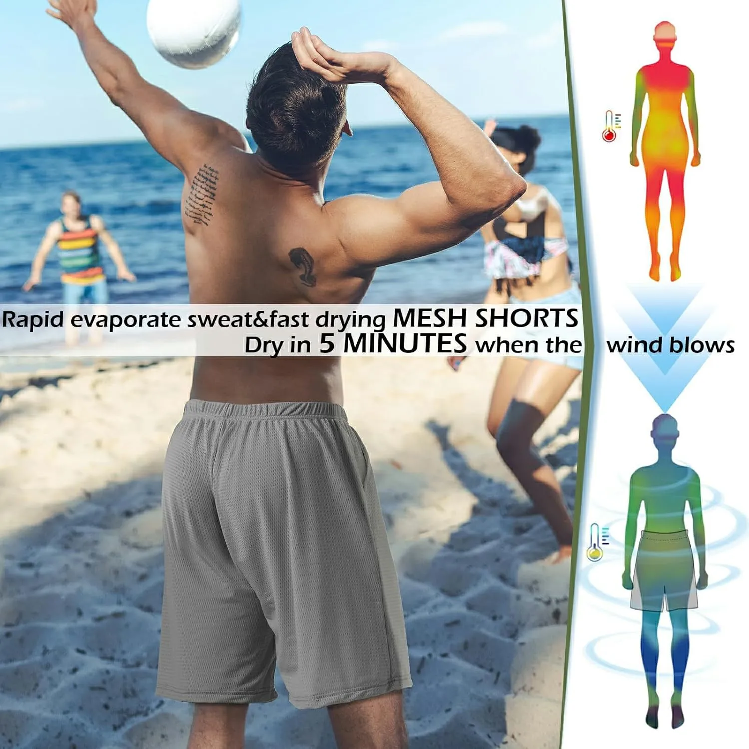 Mens Athletic Running Shorts 2 Pack Quick Dry with Pocket Gym Workout Shorts for Men Mesh Swim Trunks Board Pajama