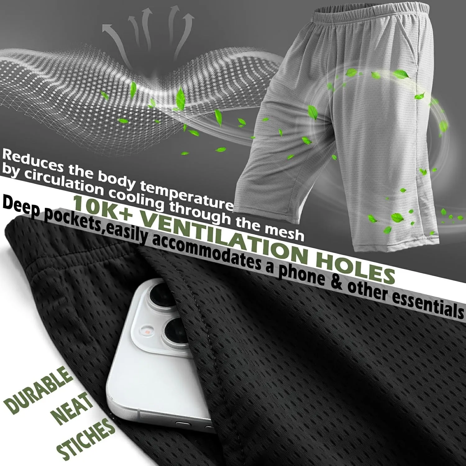 Mens Athletic Running Shorts 2 Pack Quick Dry with Pocket Gym Workout Shorts for Men Mesh Swim Trunks Board Pajama