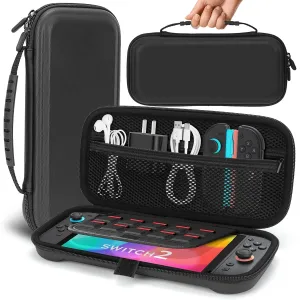 MIXPOET Carrying Case for Switch 2 (2025), Protective Hard Shell Travel Carry Case, Storage Pockets Compatible with Console & Accessories Games, Portable Bag Pouch with 10 Game Card Slots, Lightweight