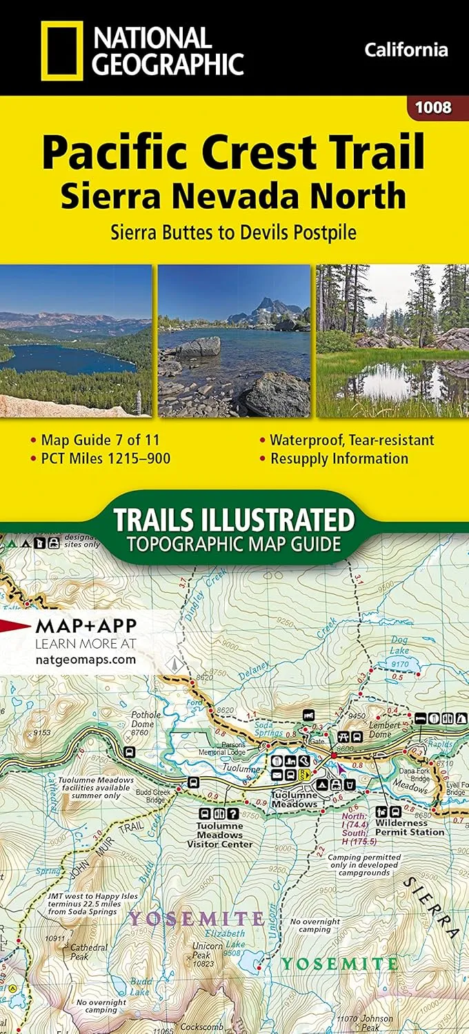 Pacific Crest Trail: Sierra Nevada North Map [Sierra Buttes to Devil's Postpile] (National Geographic Topographic Map Guide, 1008) Map  Illustrated, January 1, 2024