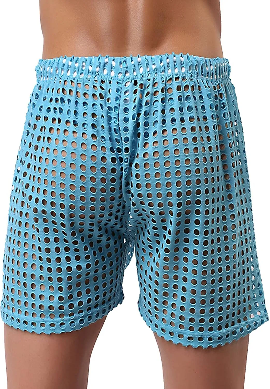 Panegy Men's Muscle Shorts Fishnet Openwork Boxer Shorts Workout Running Gym Mesh Hot Shorts Swim Trunks