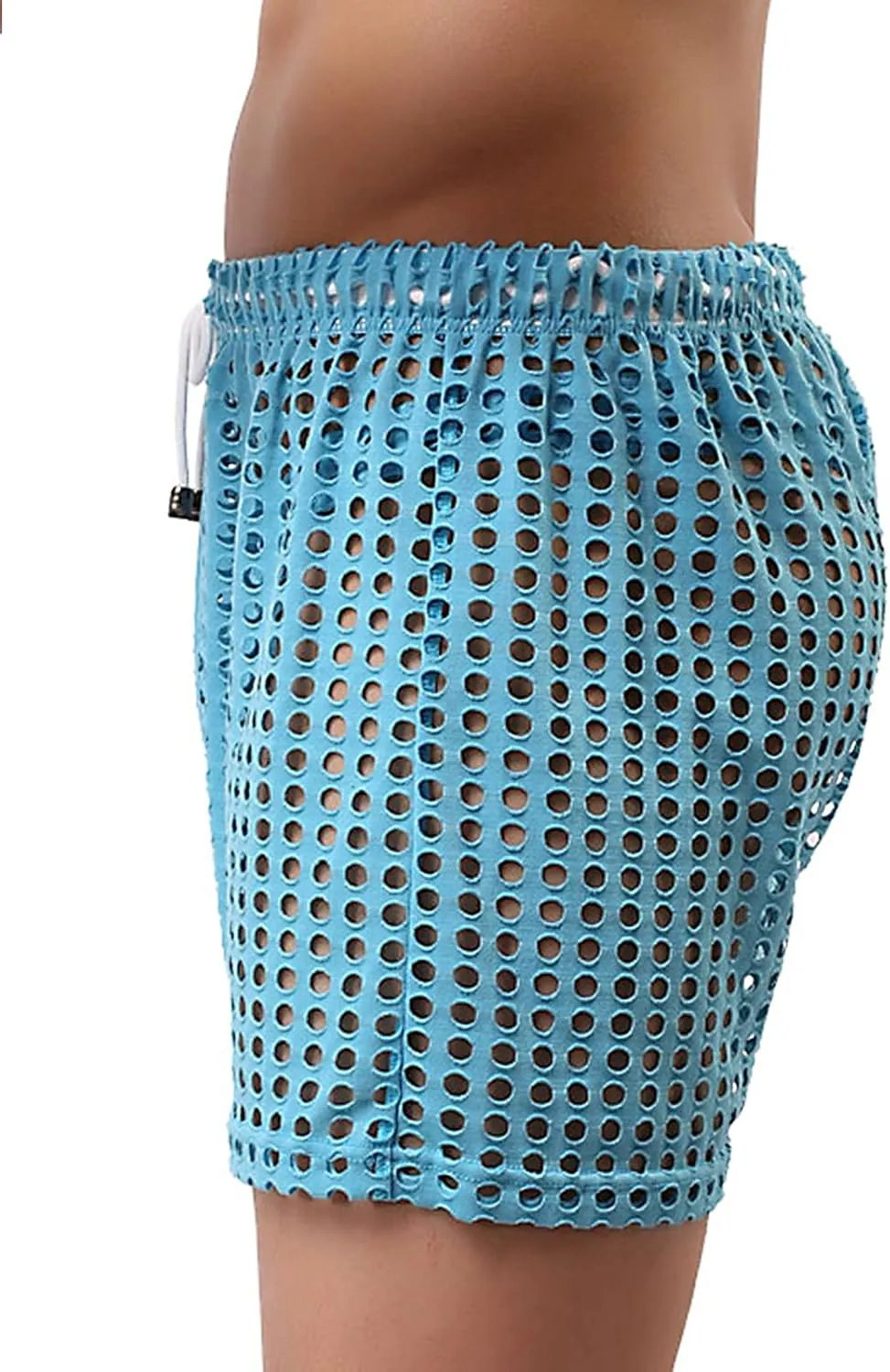 Panegy Men's Muscle Shorts Fishnet Openwork Boxer Shorts Workout Running Gym Mesh Hot Shorts Swim Trunks
