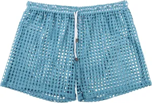 Panegy Men's Muscle Shorts Fishnet Openwork Boxer Shorts Workout Running Gym Mesh Hot Shorts Swim Trunks