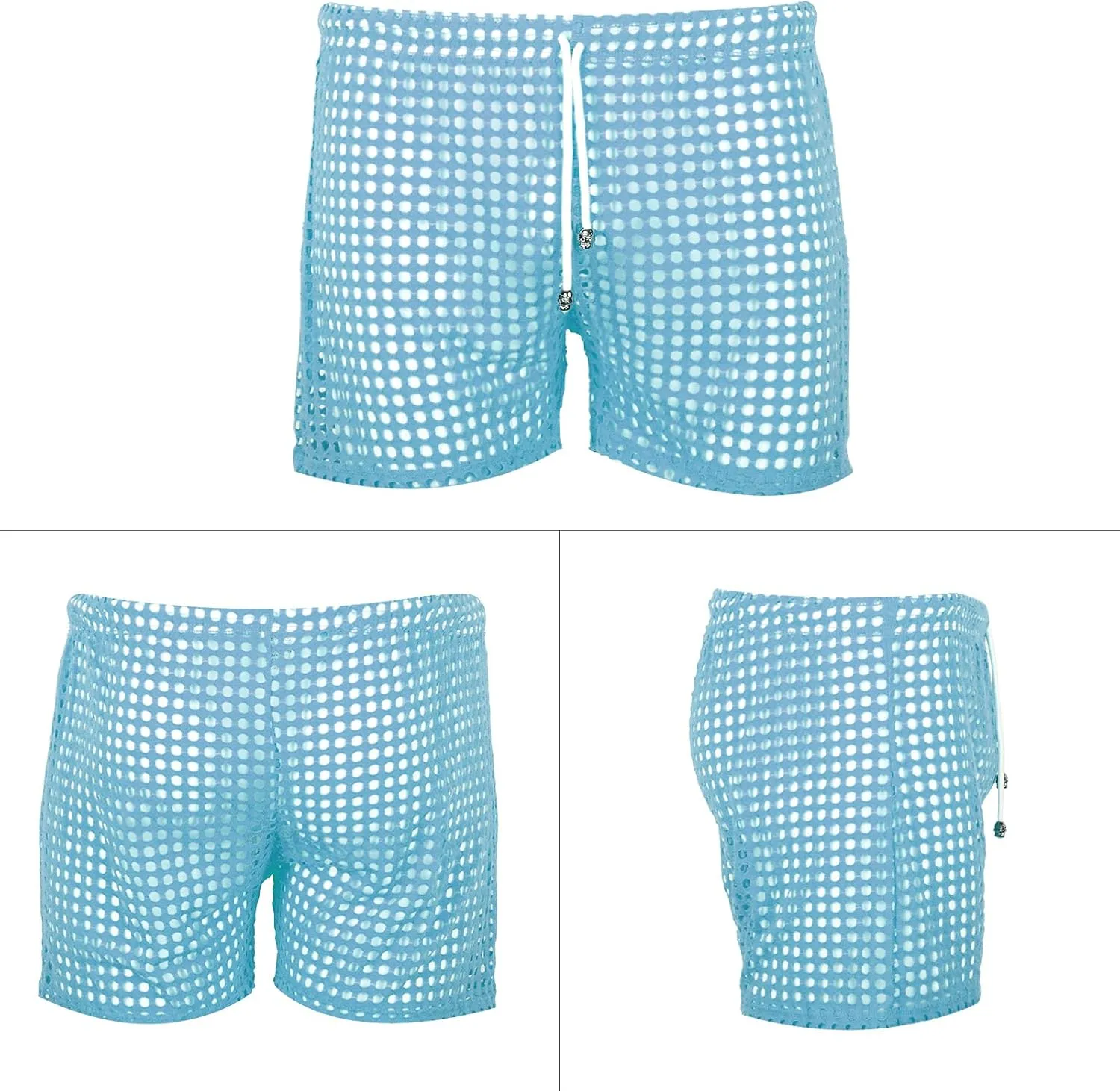 Panegy Men's Muscle Shorts Fishnet Openwork Boxer Shorts Workout Running Gym Mesh Hot Shorts Swim Trunks
