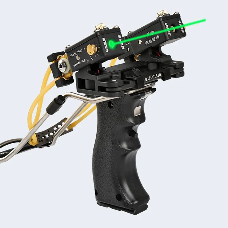 Police Dog Green / Red Laser Outdoor Target Shooting Powerful Folding Wrist Slingshot
