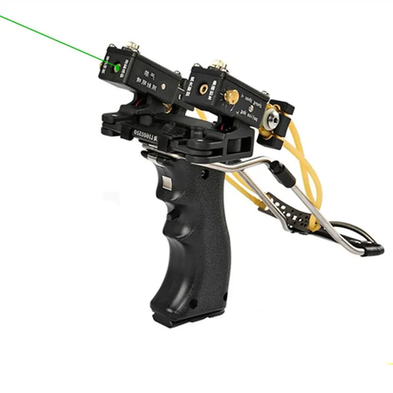 Police Dog Green / Red Laser Outdoor Target Shooting Powerful Folding Wrist Slingshot