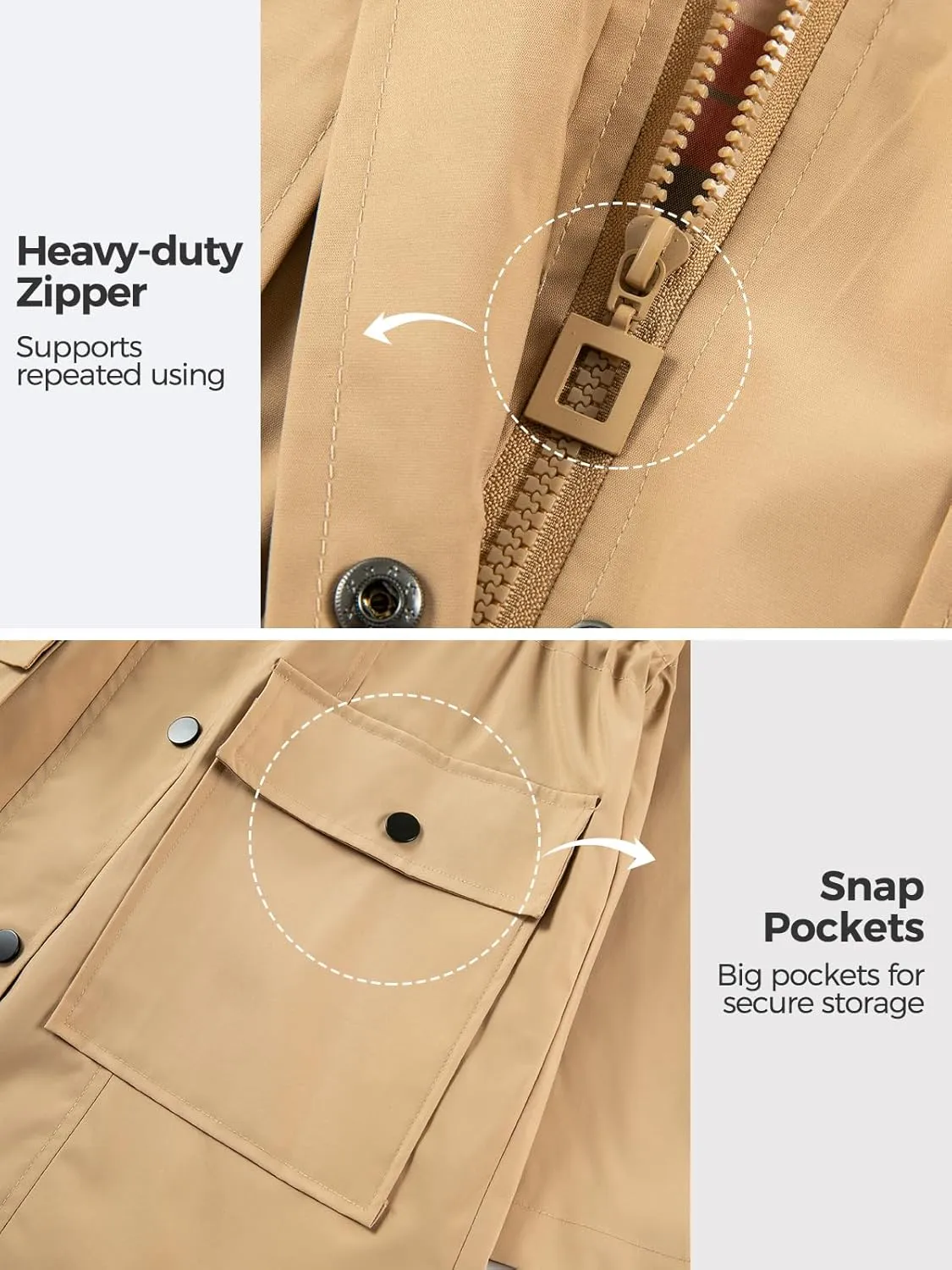 SaphiRose Women's Waterproof Rain Jacket Lightweight Raincoat Hooded Windbreaker Trench Coat