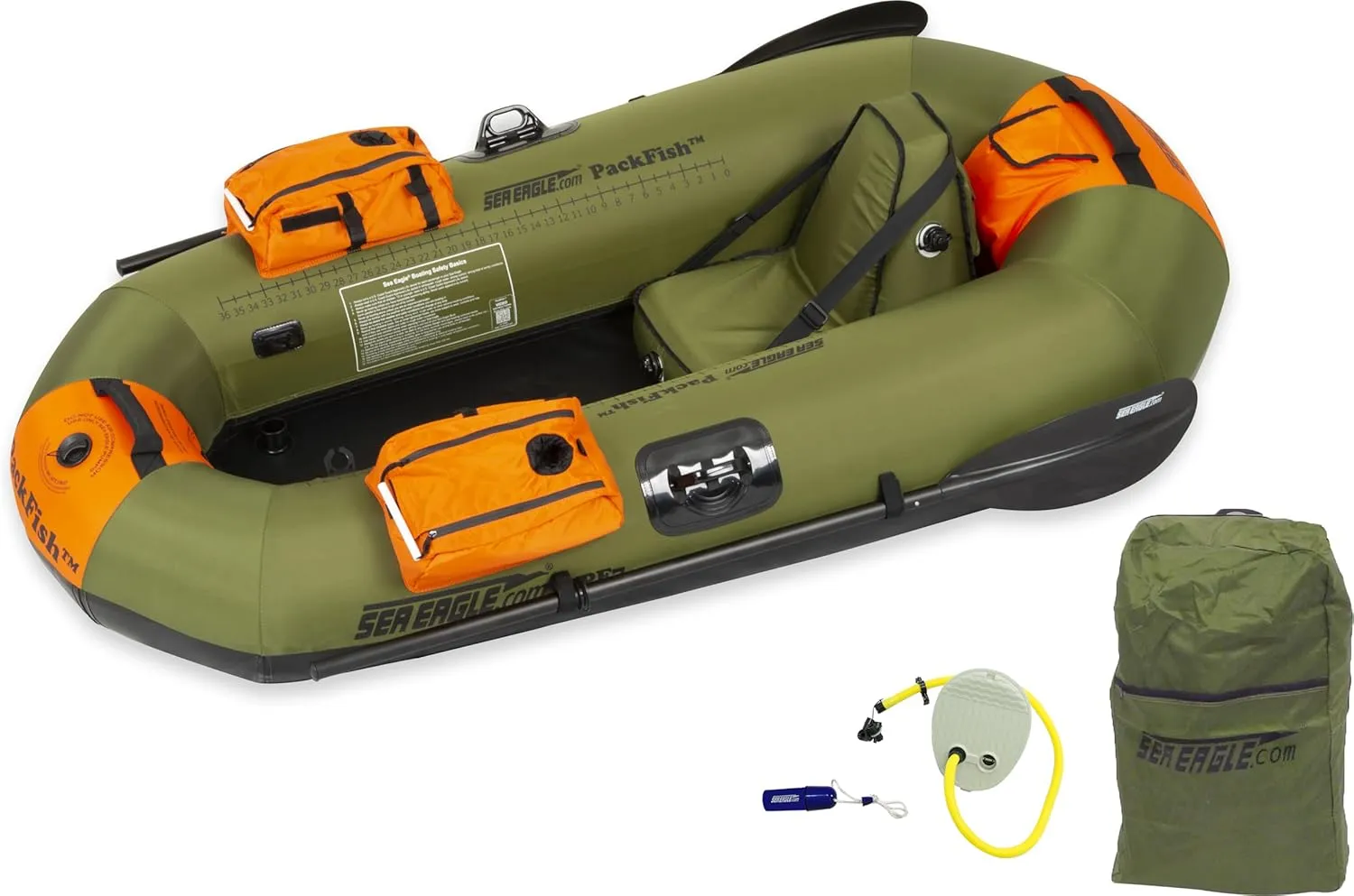 Sea Eagle PF7 PackFish7 Inflatable 7' Fishing Boat-Lightweight-Portable-Dry Enclosed Hull-Durable-One Person Fishing Boat Float Tube