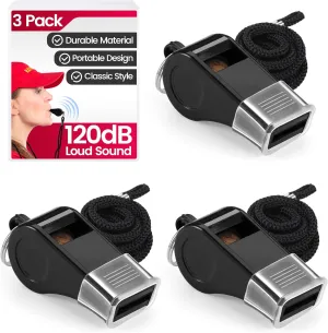 SPORTIC Whistle3 Pack Durable Plastic Whistles with Lanyards  Loud Crisp Sound for Coaches, Referees, Training, Emergencies, and Outdoor Activities