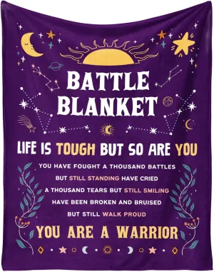 SteadStyle Cancer Care Gifts for Women, Get Well Soon Gifts Blanket 60''x 80'' for Her Him, Cancer Fighter Inspirational Quote Chemo Patient Gift - Meaningful Caring Message Battle Blanket