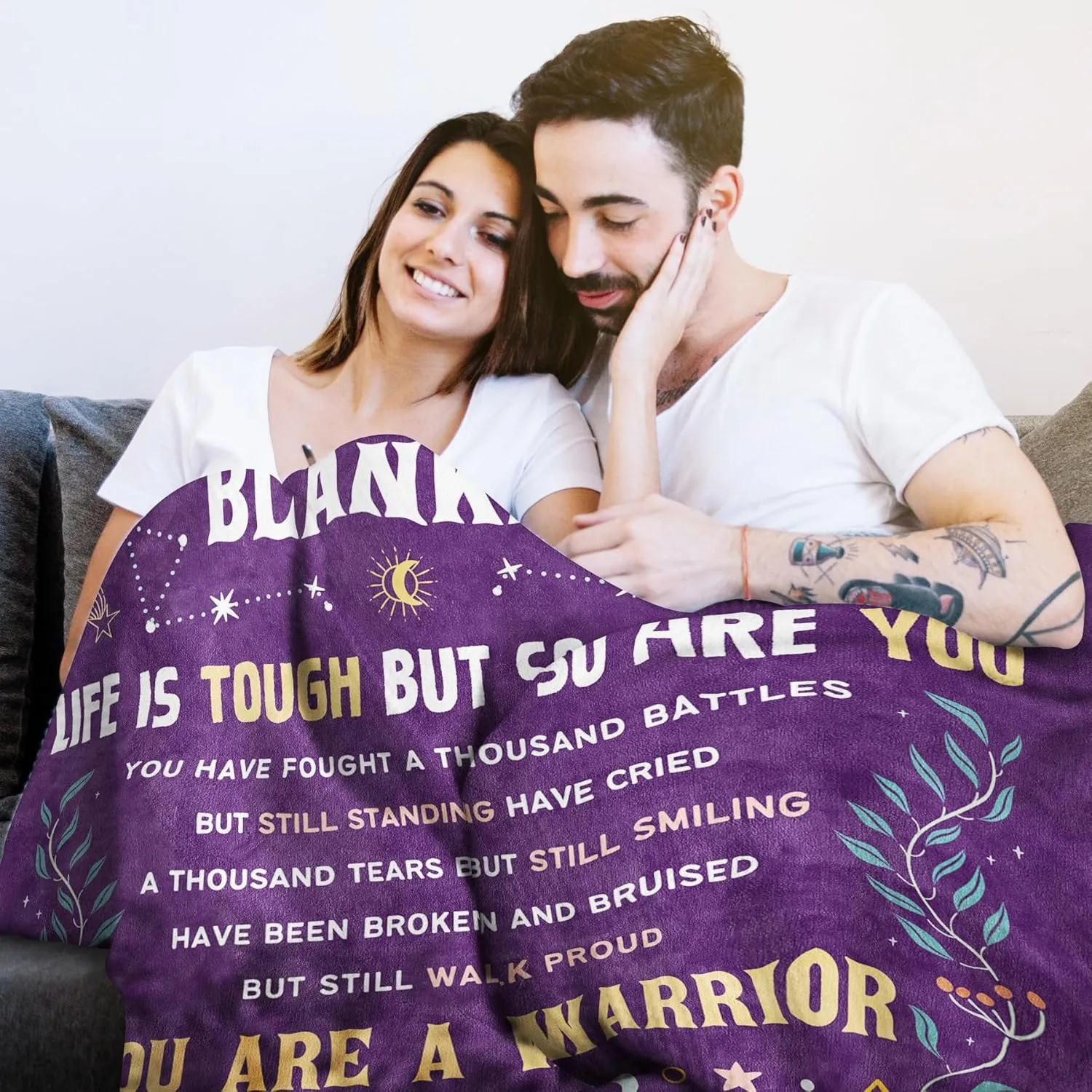 SteadStyle Cancer Care Gifts for Women, Get Well Soon Gifts Blanket 60''x 80'' for Her Him, Cancer Fighter Inspirational Quote Chemo Patient Gift - Meaningful Caring Message Battle Blanket