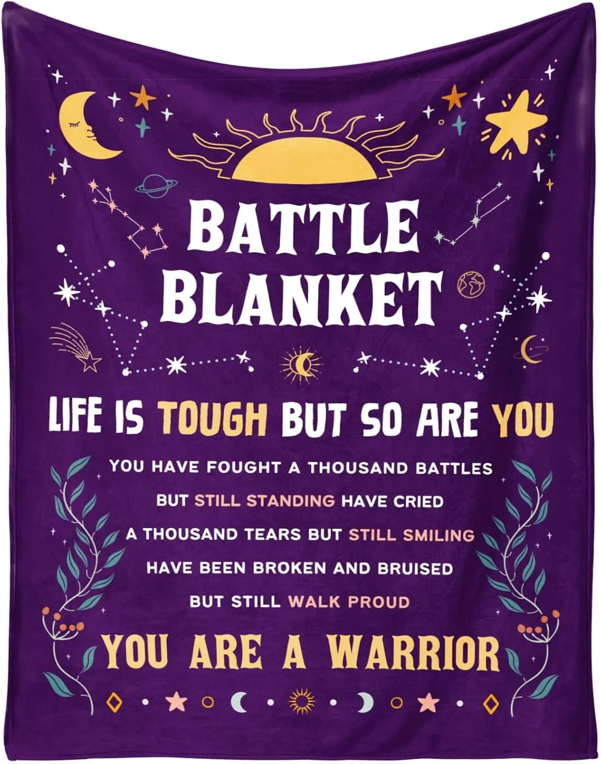 SteadStyle Cancer Care Gifts for Women, Get Well Soon Gifts Blanket 60''x 80'' for Her Him, Cancer Fighter Inspirational Quote Chemo Patient Gift - Meaningful Caring Message Battle Blanket