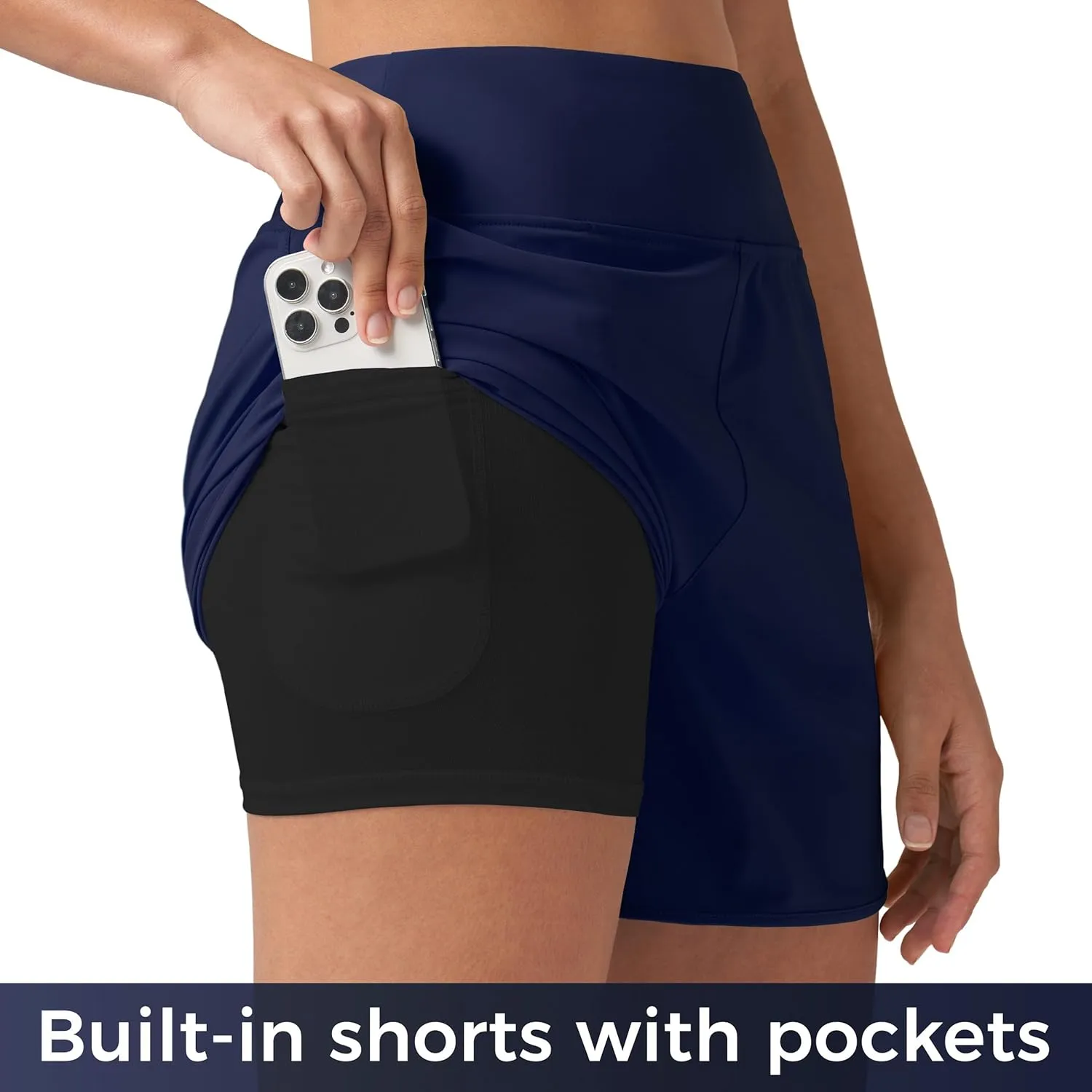 Willit Women's 5" Swim Shorts with Liner High Waisted Quick Dry Swimming Board Shorts with Pockets UPF 50 