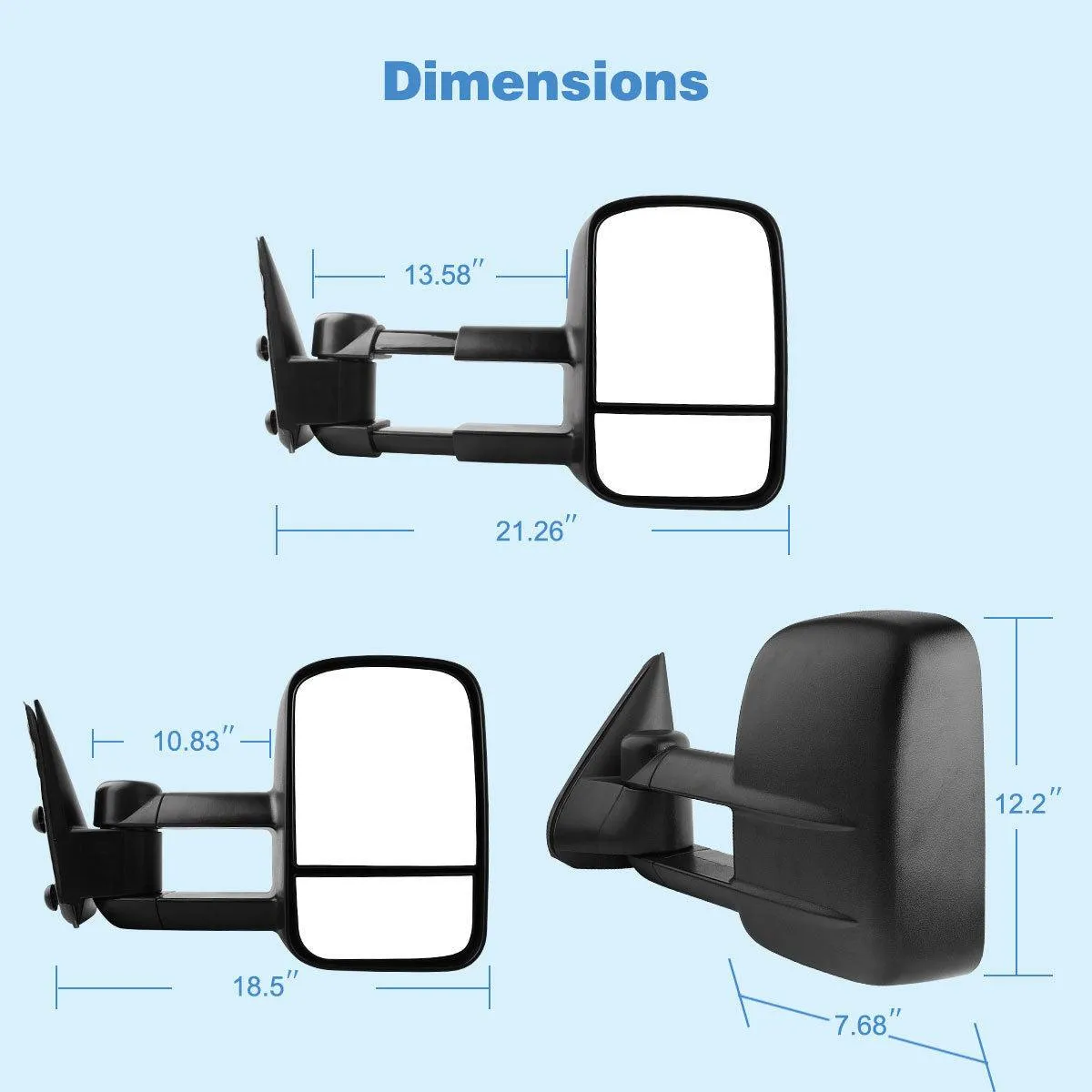 YITAMOTOR®  Manual Fold Tow Mirrors For 99-07 GMC Silverado Sierra 3500, 00-06 Chevy Tahoe Suburban 1500 2500 GMC Yukon XL Truck