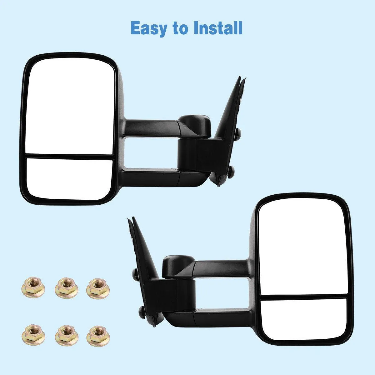 YITAMOTOR®  Manual Fold Tow Mirrors For 99-07 GMC Silverado Sierra 3500, 00-06 Chevy Tahoe Suburban 1500 2500 GMC Yukon XL Truck